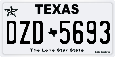 TX license plate DZD5693