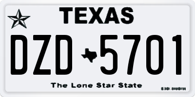 TX license plate DZD5701