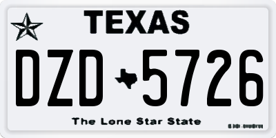 TX license plate DZD5726