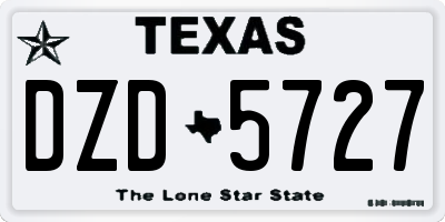 TX license plate DZD5727
