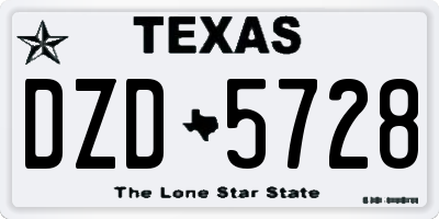 TX license plate DZD5728