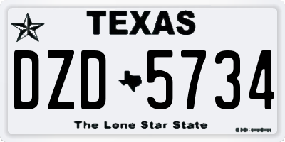 TX license plate DZD5734