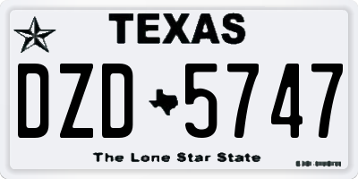TX license plate DZD5747