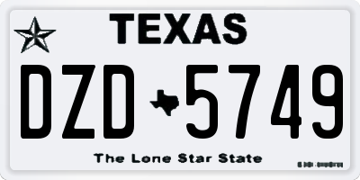 TX license plate DZD5749