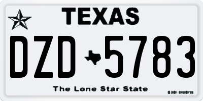 TX license plate DZD5783
