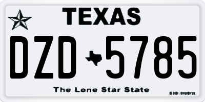 TX license plate DZD5785