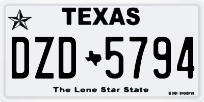 TX license plate DZD5794