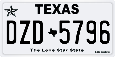 TX license plate DZD5796