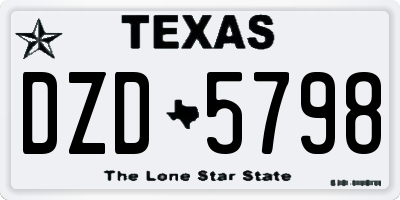 TX license plate DZD5798
