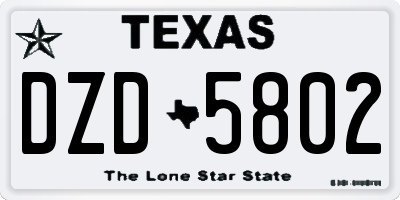 TX license plate DZD5802