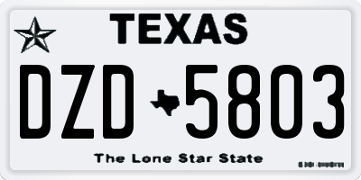 TX license plate DZD5803