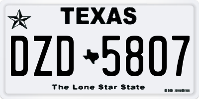 TX license plate DZD5807