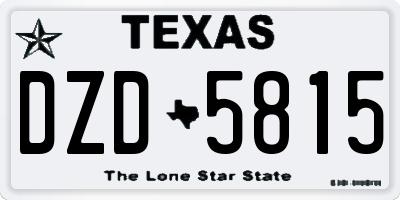 TX license plate DZD5815