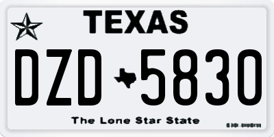 TX license plate DZD5830