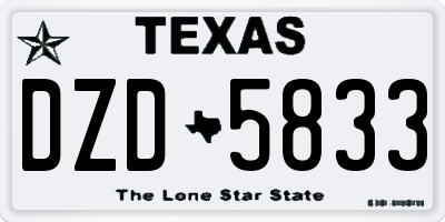 TX license plate DZD5833