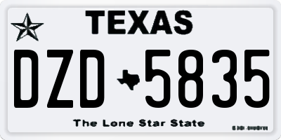 TX license plate DZD5835