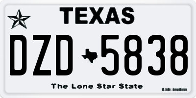 TX license plate DZD5838