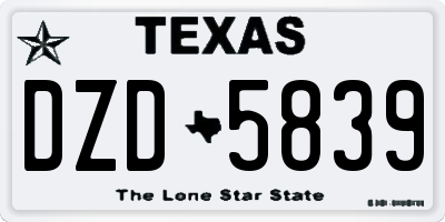TX license plate DZD5839