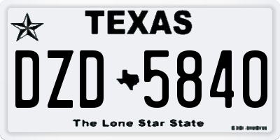 TX license plate DZD5840
