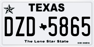 TX license plate DZD5865