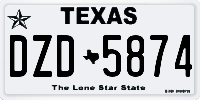 TX license plate DZD5874