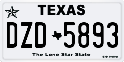 TX license plate DZD5893