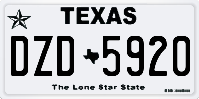 TX license plate DZD5920