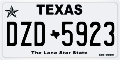 TX license plate DZD5923