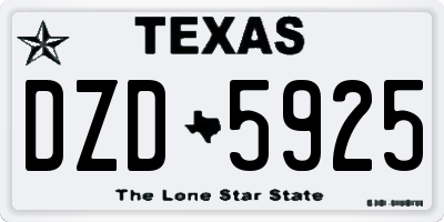 TX license plate DZD5925