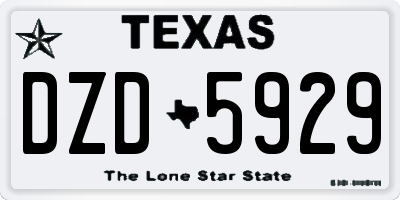 TX license plate DZD5929