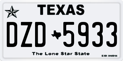 TX license plate DZD5933