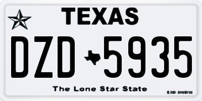 TX license plate DZD5935