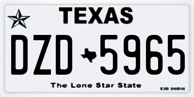 TX license plate DZD5965