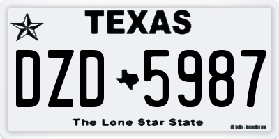 TX license plate DZD5987