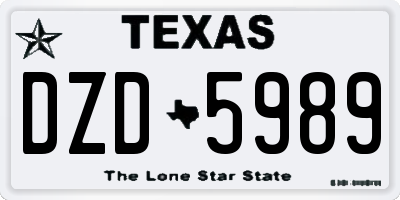 TX license plate DZD5989