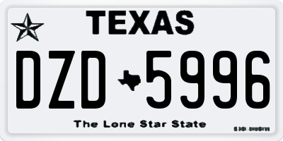 TX license plate DZD5996