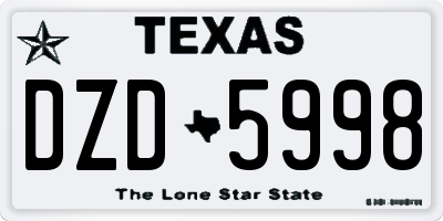 TX license plate DZD5998