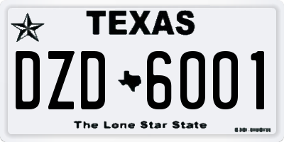 TX license plate DZD6001