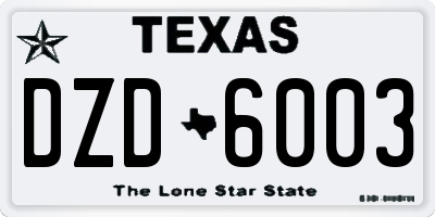 TX license plate DZD6003