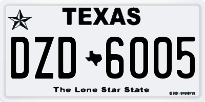 TX license plate DZD6005