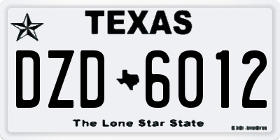 TX license plate DZD6012