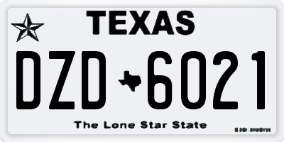 TX license plate DZD6021