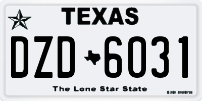 TX license plate DZD6031