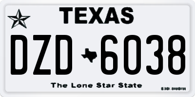 TX license plate DZD6038
