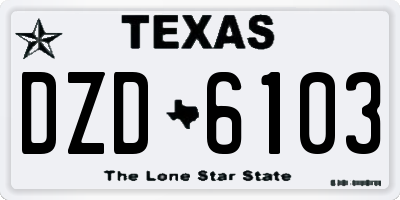TX license plate DZD6103
