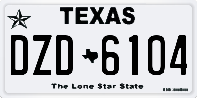 TX license plate DZD6104