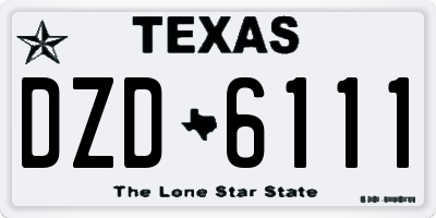 TX license plate DZD6111