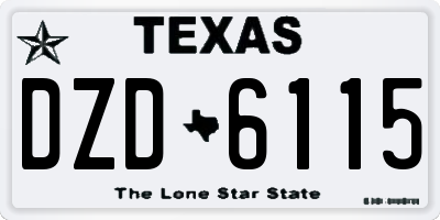 TX license plate DZD6115