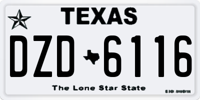 TX license plate DZD6116