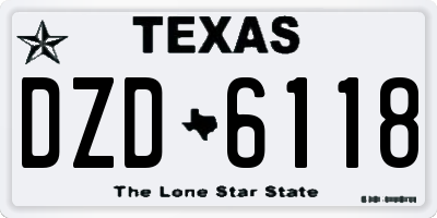 TX license plate DZD6118
